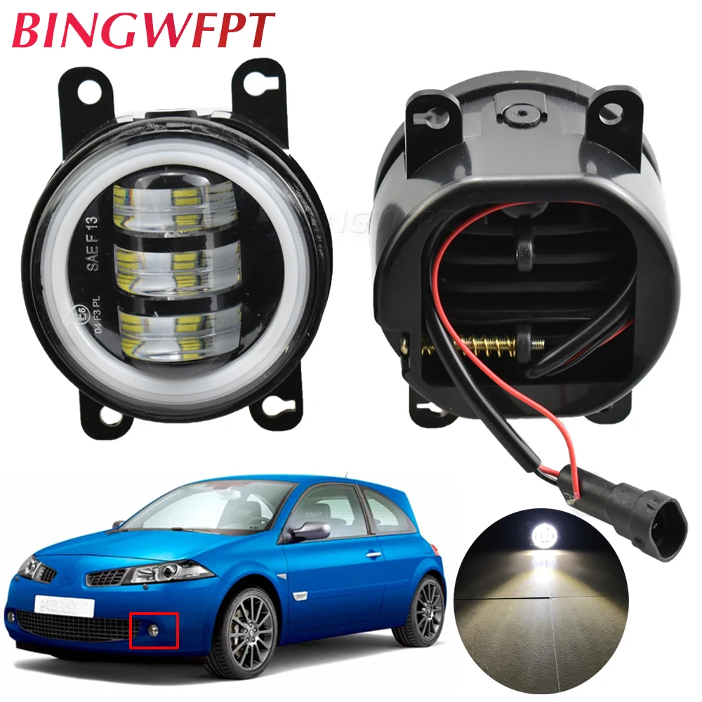 

2PCS Car Accessories H11 LED Fog Light Angel Eye DRL Daytime Running Light 12V For Renault Megane 2 II Saloon LM0 LM1 2003-2015