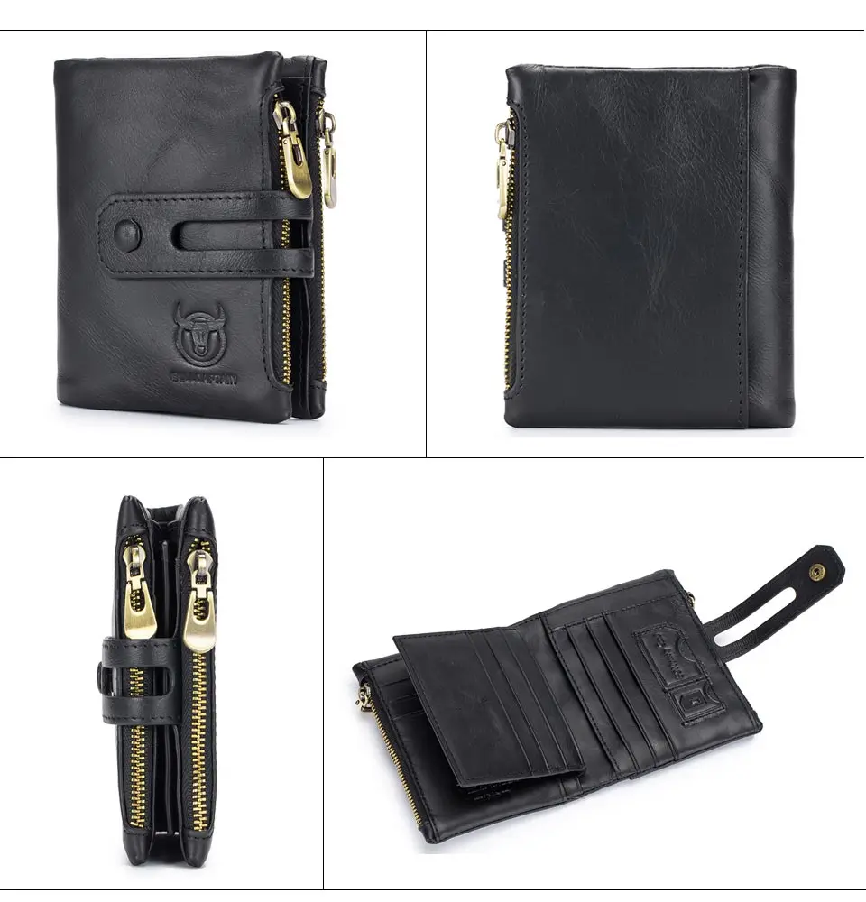 Bull captain Echt leder RFID Männer Brieftasche Kredit Visitenkarte halter Doppel reiß verschluss Rindsleder Brieftasche Geldbörse Carte ira 021 – Detail 6