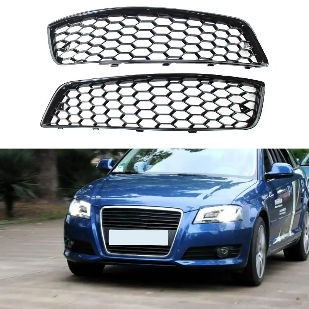 

2Pcs Black Lower Side Grille Durable Front Bumper Grill Trim Cover Replacement 8P0807681D 8P0807682D for Audi A3 8P 09-13