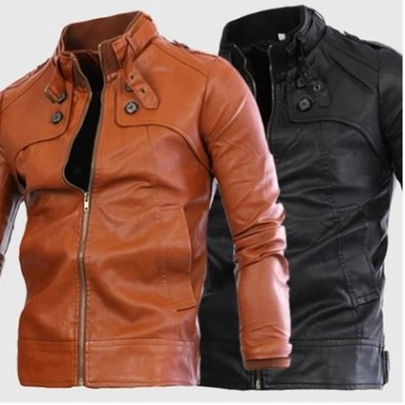 

Locomotive Leather Jacket Spring And Autumn Stand Collar Youth Simplicity Loose Casual Europe And America Men's High Quality