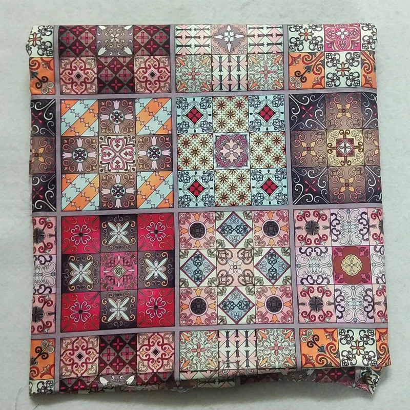 Pretty African Style Square Flower Patterns Printed Cotton Fabric 50x105cm Africa Fabric Patchwork Cloth Bag Home Decor