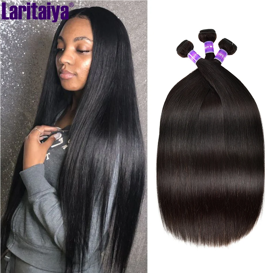 

Laritaiya Straight Hair Bundles Peruvian Hair Weave Bundles 100% Human Virgin Hair 1/2/3/4 Bundles Deals Silky Hair Extension