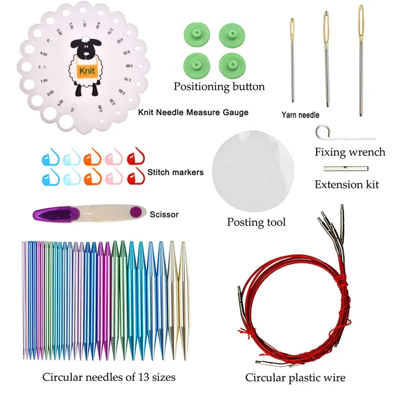 KOKNIT Aluminum Circular Knitting Needles Set 26pc Interchangeable Crochet Needles with Case for Any Crochet Patterns & Yarns CK