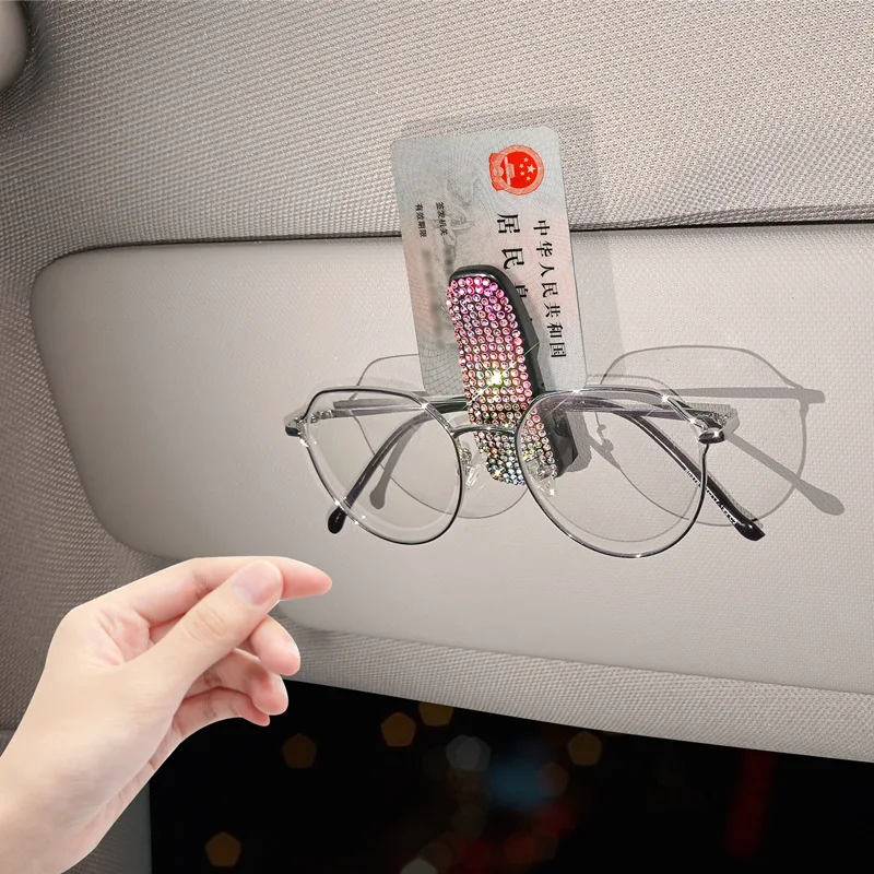 Rhinestone Clips Eyeglasses Coche Diamond Clip Suitable for Car Sun Visor Convenient Card Ticket Holder Car Interior Accessories