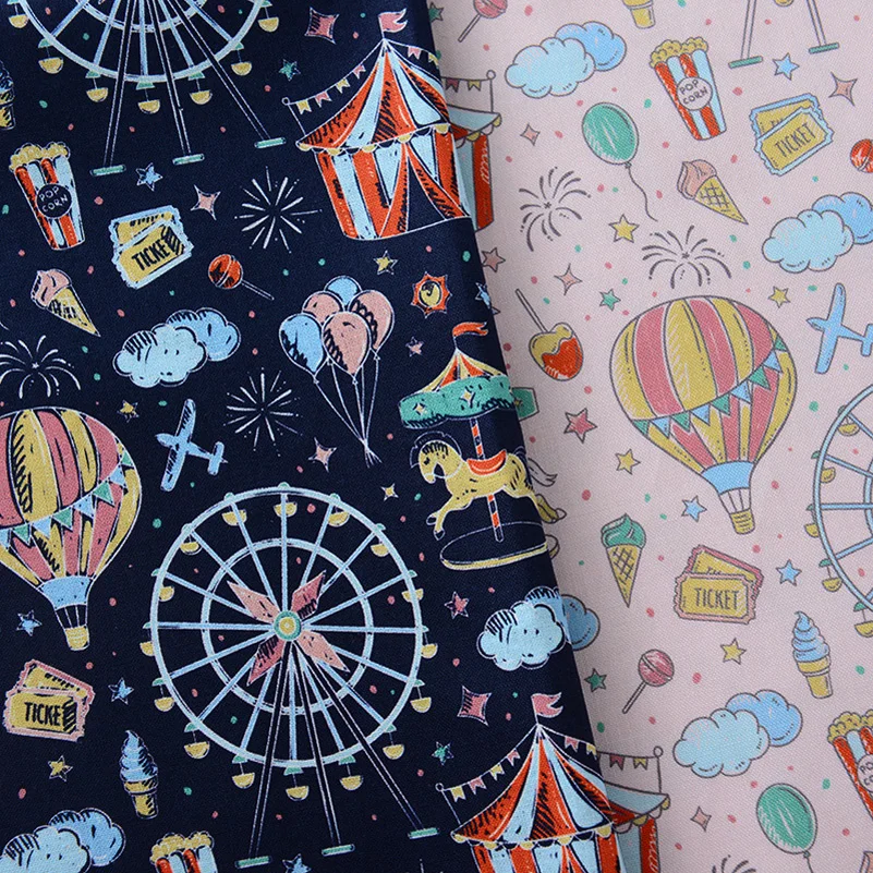 100% Cotton Digital Printed Theme Park Fabric Handmade Decoration Accessories clothes Bag Cushion Per Half Meter