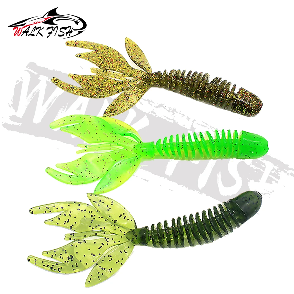 Ikan Berjalan Bass Menangkap 80Mm 120Mm Memancing Lembut Umpan Jig Wobblers Umpan Berenang Umpan Silikon Udang Bass Bertengger Umpan Buatan