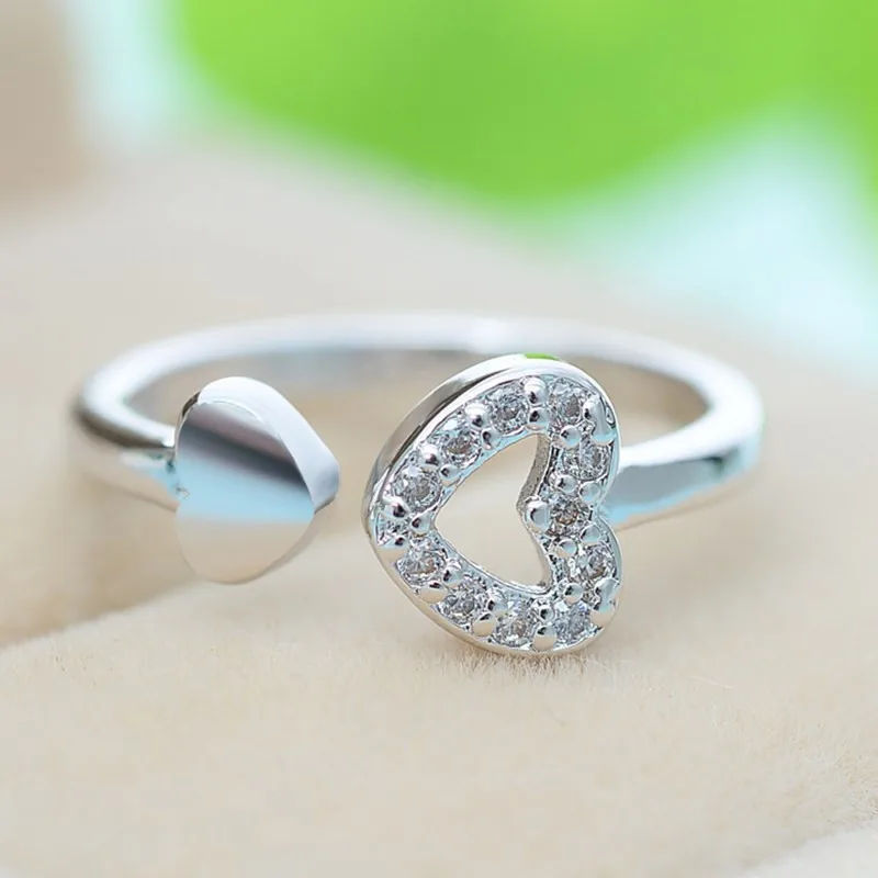 Heart opening adjustable ring tail ring new gift for girlfriend Zircon Small Earrings For Women Jewelry Gifts