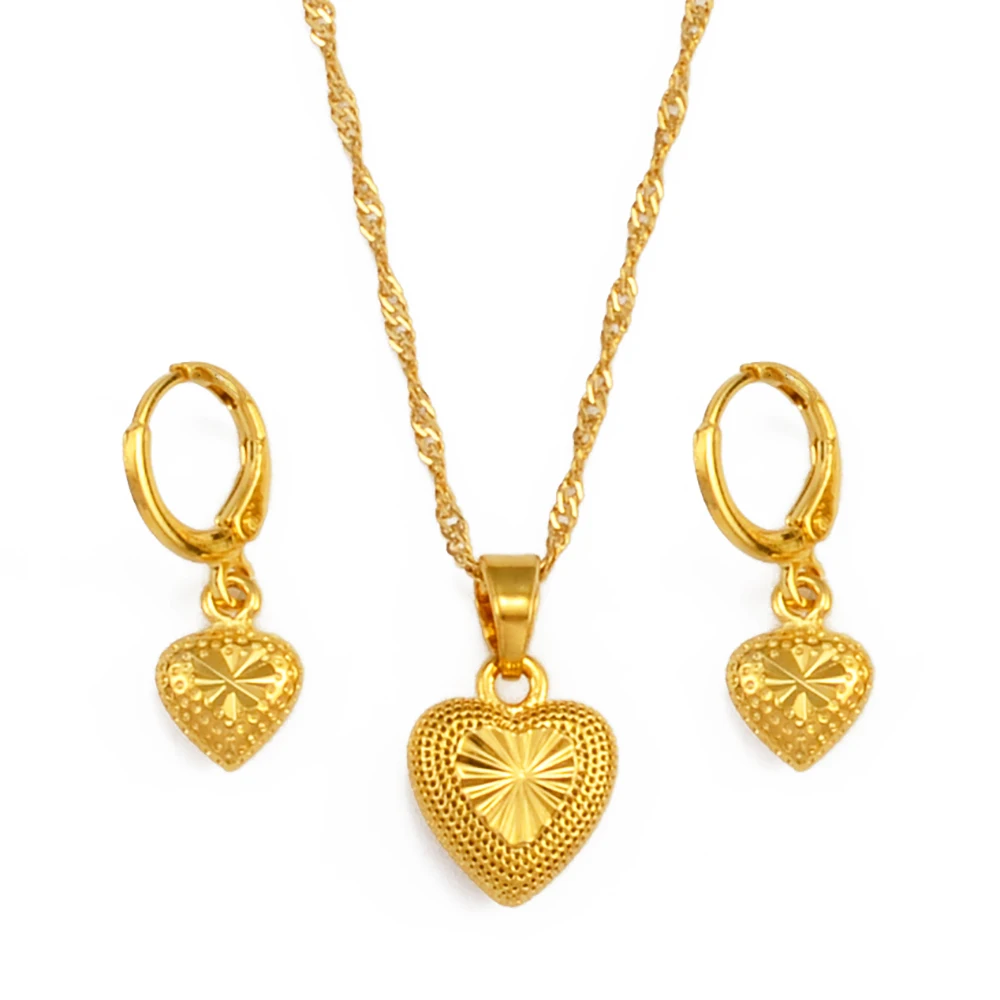 Anniyo Heart Jewelry Set for Women Girls The Best  for Love Pendant Necklaces Earrings Wedding Engagement