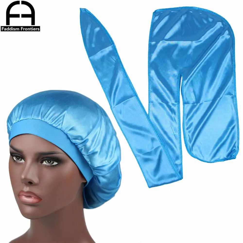 Men Silk Durag Match Silk Bonnet for Women Same Color Silky Durag Bandanas for Men Long Tail Durags Wave Cap Sleep Cap