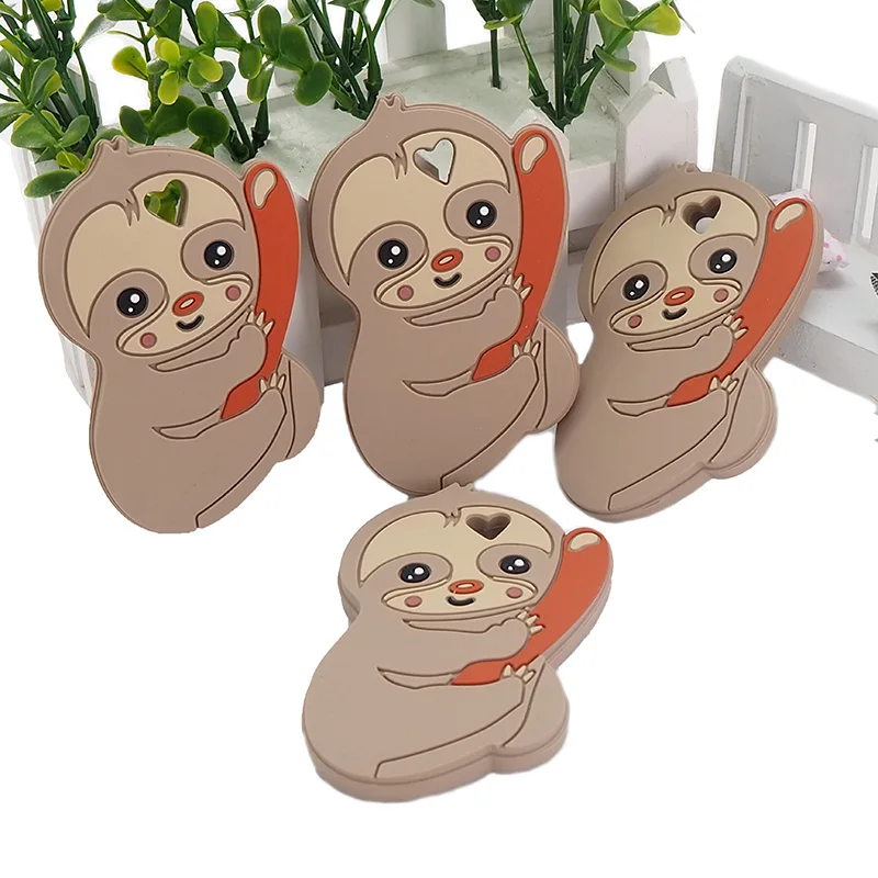 

Chenkai 5PCS Silicone Sloths Teether Baby Teething Nursing Teether BPA Free For DIY Infant Chewable Silicone Pacifier Accessory