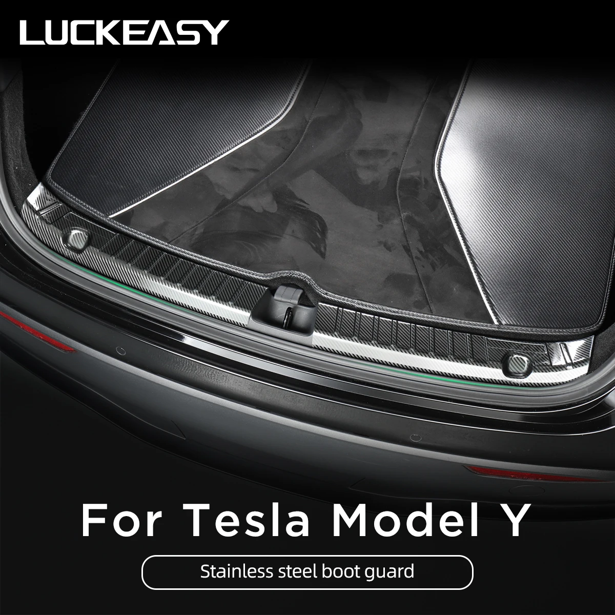 LUCKEASY Stainless Steel Trunk Inner Guard For Tesla Model Y 2020-2023 Car Inner Rear Bumper Guard Plate Cover Trim Accessories