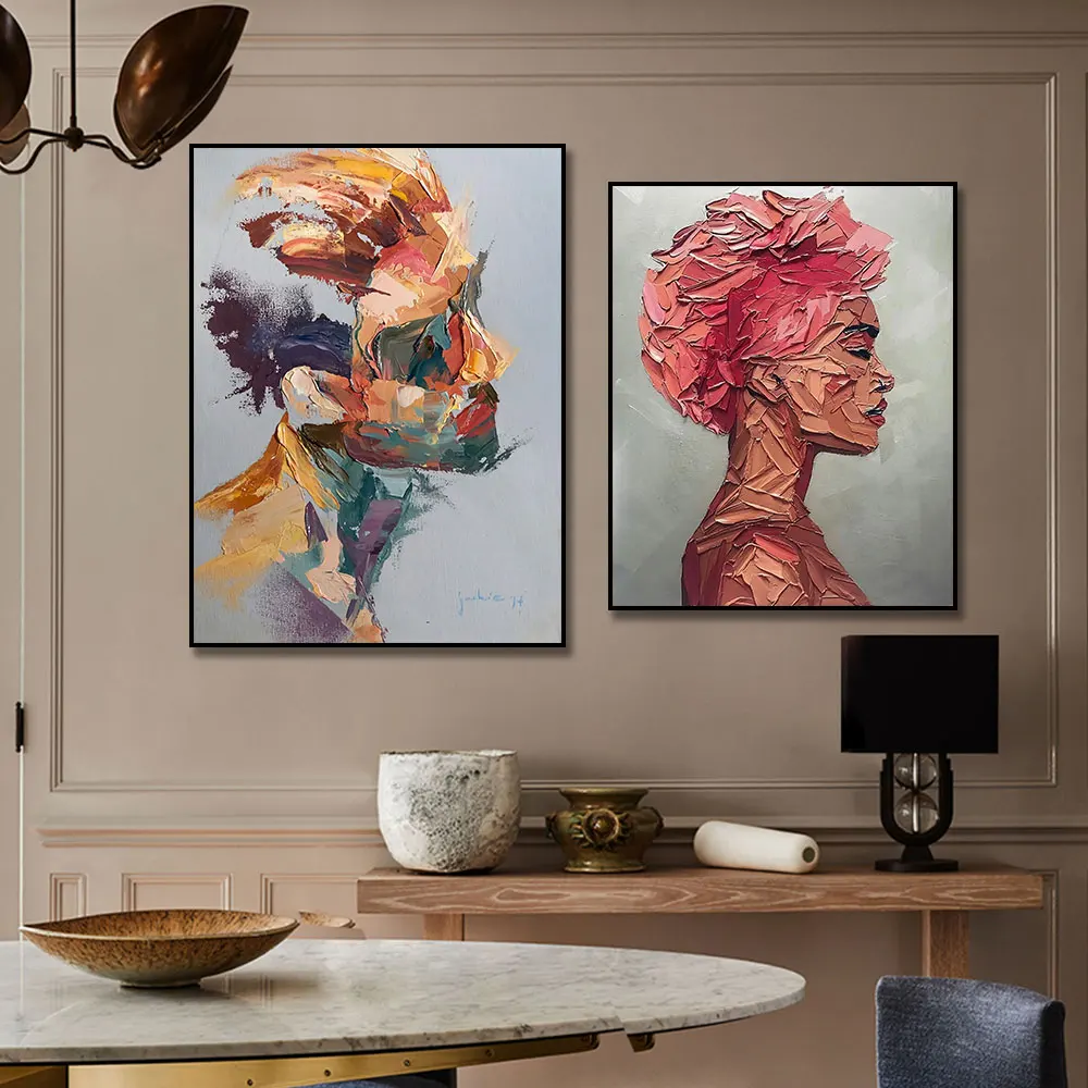 

Abstract Portrait Ideas Wall Art Hand painted Oil Paintings On Canvas Modern Woman Portrait Knife Oil Painting for Wall Decor
