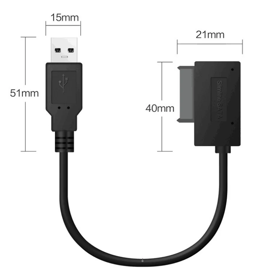 Grwibeou USB 2.0 do Mini Sata II 7 + 6 13Pin Adapter na kabel do konwertera do laptopa CD/DVD ROM Slimline konwerter napędu HDD Caddy