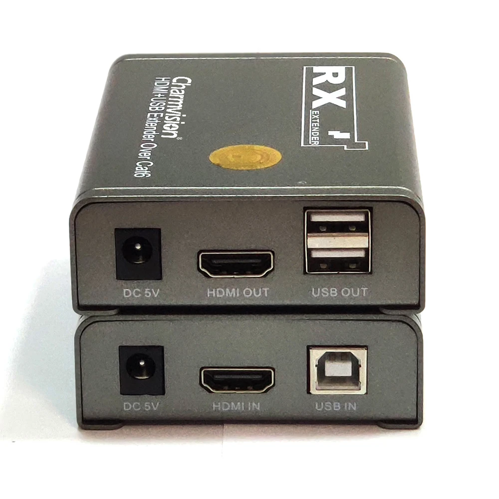 Charmvision-Cable extensor de Cable Cat6 para Control remoto de PC, Monitor DVR, HDMI, salida Local, EKU60H, 60m, 196ft, USB, KVM