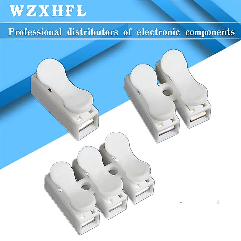 10Pcs CH-1 CH-2 CH-3 Spring Wire Quick Connector 2P 3P Electrical Crimp Terminals Block Splice Cable Clamp Easy Fit Led Strip