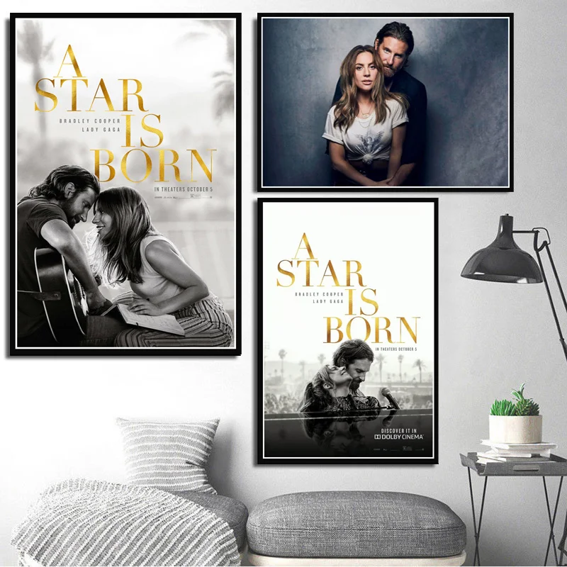 New A Star Is Born Love Music 2018 Movie Film Lady Gaga Poster And Prints Canvas Wall Art Painting Wall Pictures quadro cuadros