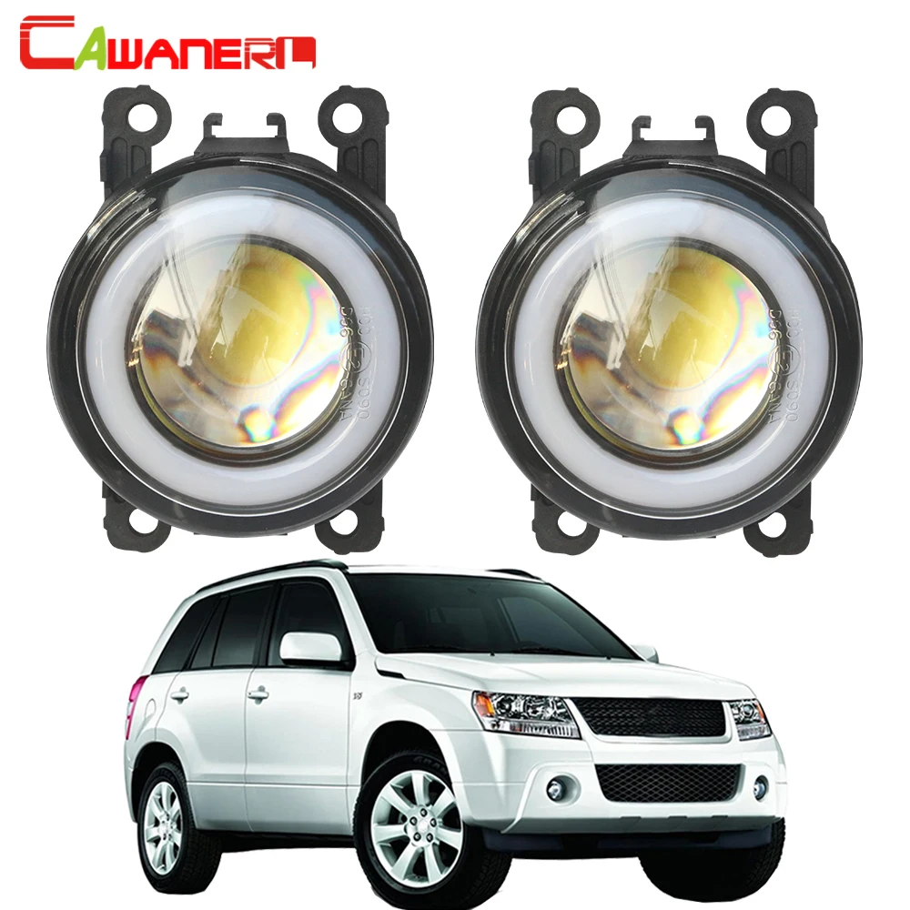 Cawanerl For Suzuki Grand Vitara 2/II JT 2005-2015 Car Styling 3000LM LED Fog Light Angel Eye Daytime Running Lamp DRL H11 12V