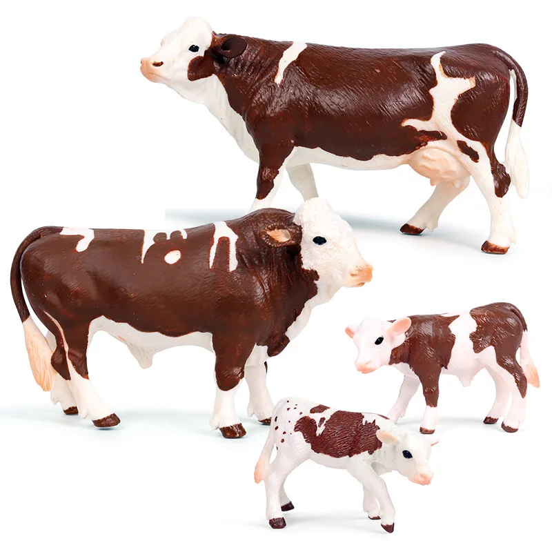 Cute Miniature Milk Cow Ox Bull Buffalo Calf Farm Poultry Animal Action Figure Models Figurines ZOO Ornaments Children Kids Toys