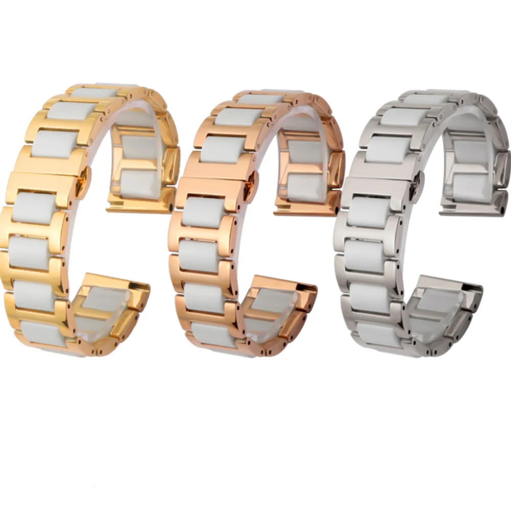 14 16 18 20 22mm Women's men's Ceramic Watch Strap Soft Smooth Fill Multi-Design WatchBand Stainless Steel Common bracelets
