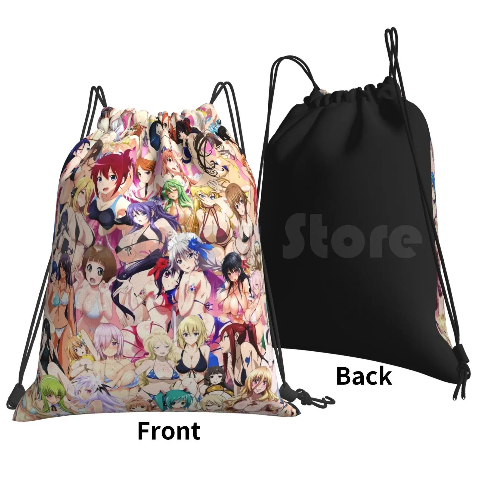 Anime Summer Bikini Girls Backpack Drawstring Bag Riding Climbing Gym Bag Anime Manga Buzzer Bikini Girls Sexy Hot Boobs