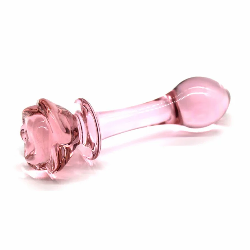 Pink Rose Pyrex Glass Crystal Artificial Dildo Vaginal Anal Butt Plug for Couple Gay Prostate Massage Fake Penis Sex Toys