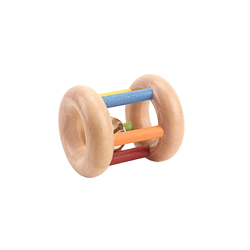 Baby Music Toy Wood Rolling Cage Bell Coloful Rattles & Mobiles Early Developmental Sound Infant & Toddler Musical Toys Boy Girl