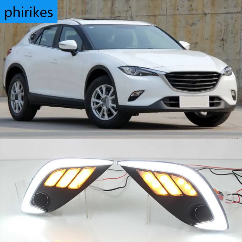 

For Mazda CX-4 CX 4 CX4 2016 2017 yellow turnn Driving DRL Daytime Running Light fog lamp Relay LED Daylight style