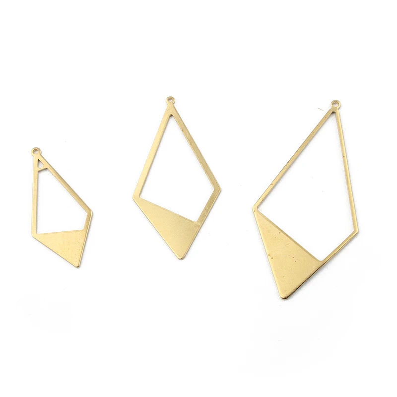 10PCS Raw Brass Geometric Hollow Triangle Frame Earrings Charms Pendant For DIY Jewelry Earrings Necklace Making Findings