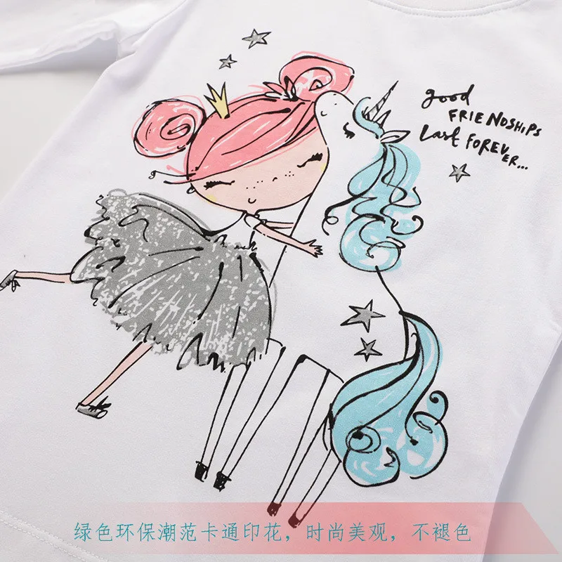 Jumping meters New Girls Cotton Tees Tops Unicorns Printed Long Sleeve T shirts Children Animals Clothing Autumn Spring T shirts