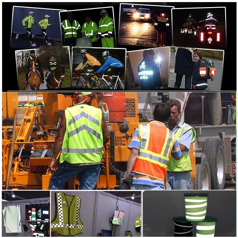 Bolsas de alta visibilidad, Reflector de ropa contra incendios de tráfico, Material auxiliar, cinta de seguridad de advertencia reflectante verde fluorescente