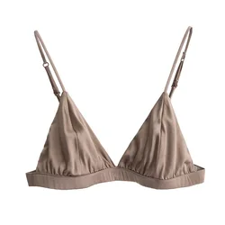 88% Natural Silk 12% Spandex Women Bra non-pad triangle cup everyday sexy Wireless Wire Free Bra Bralette TG121