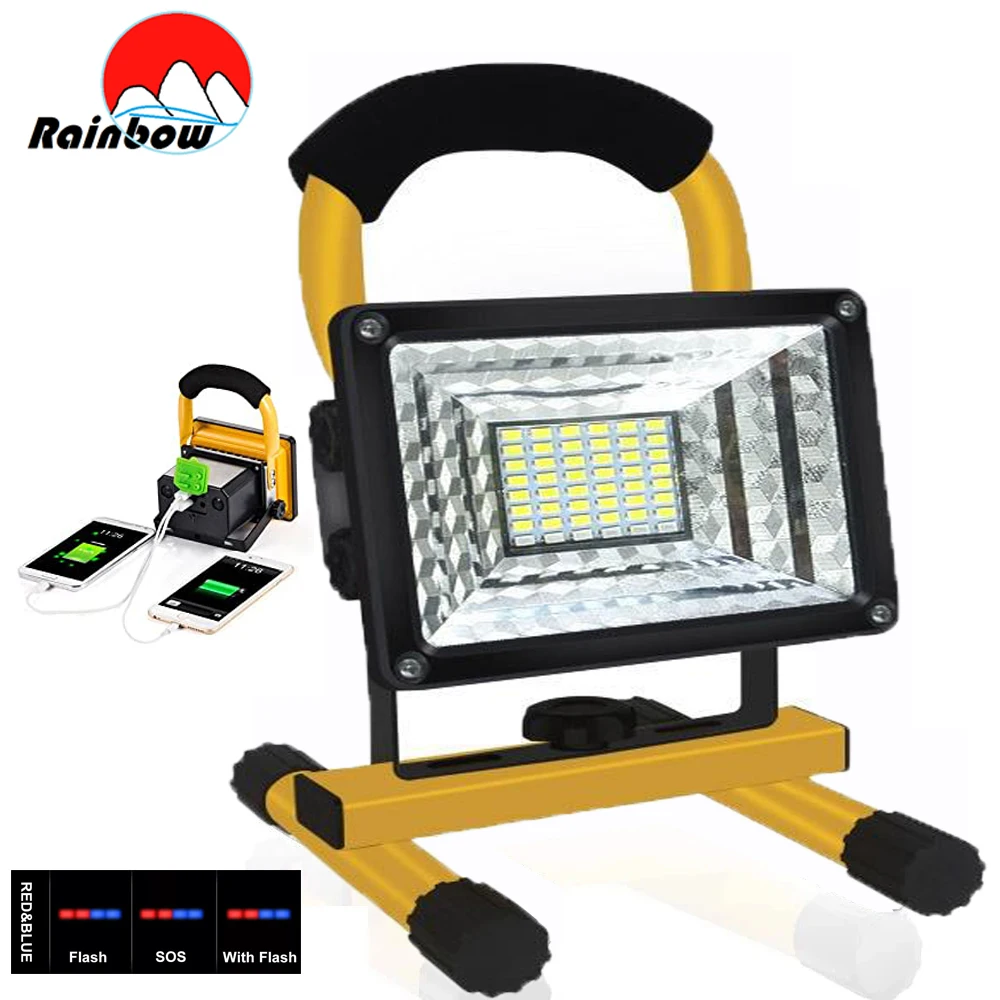 100W 24/48 LED Portable Spotlight Super Bright 100000LM Work Light Outdoor Camping Floodlight Searchlight Rechargable For Garden