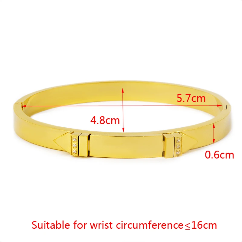 Brand Luxury Gold Color Rivet Bracelets Stainless Steel Bangles Shiny Crystals Pulseiras Custom Wholesale Dropshipping