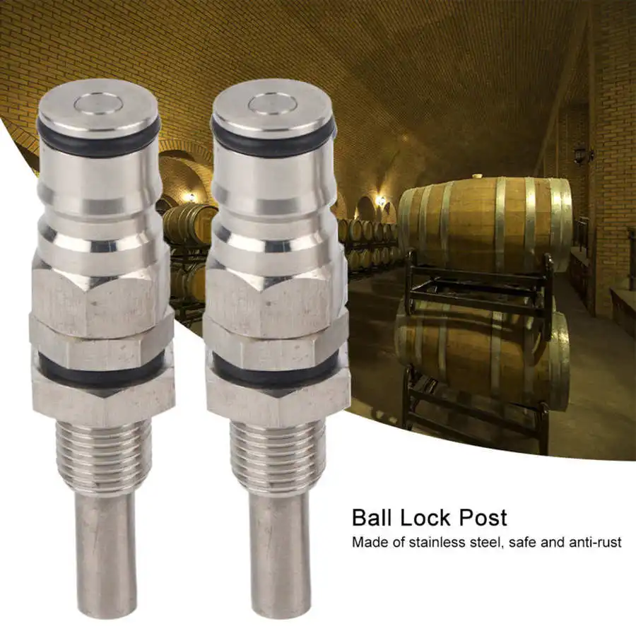 2pcs/ Set Stainless Steel Sturdy Keg Beer  Lock Post Pressure Relief Valve Beer Keg Homebrew Adapter Brewing Beer Connector