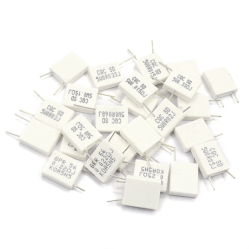 10pcs BPR56 5W 0.001 0.1 0.15 0.22 0.25 0.33 0.5 ohm Non-inductive Ceramic Cement Resistor 0.1R 0.15R 0.22R 0.25R 0.33R 0.5R