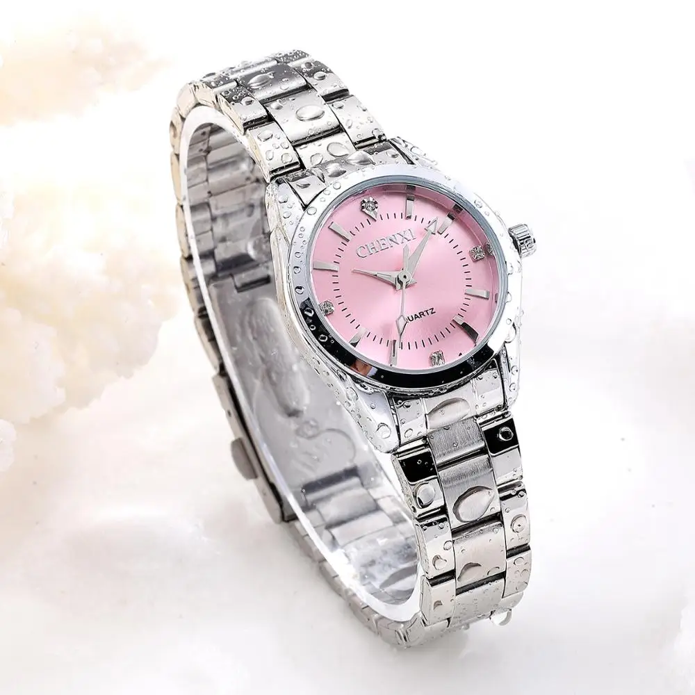 CHENghts-Montre à quartz en acier inoxydable avec biscuits pour femme, montre-bracelet de luxe pour femme, cadeau pour femme, robe d\'affaires