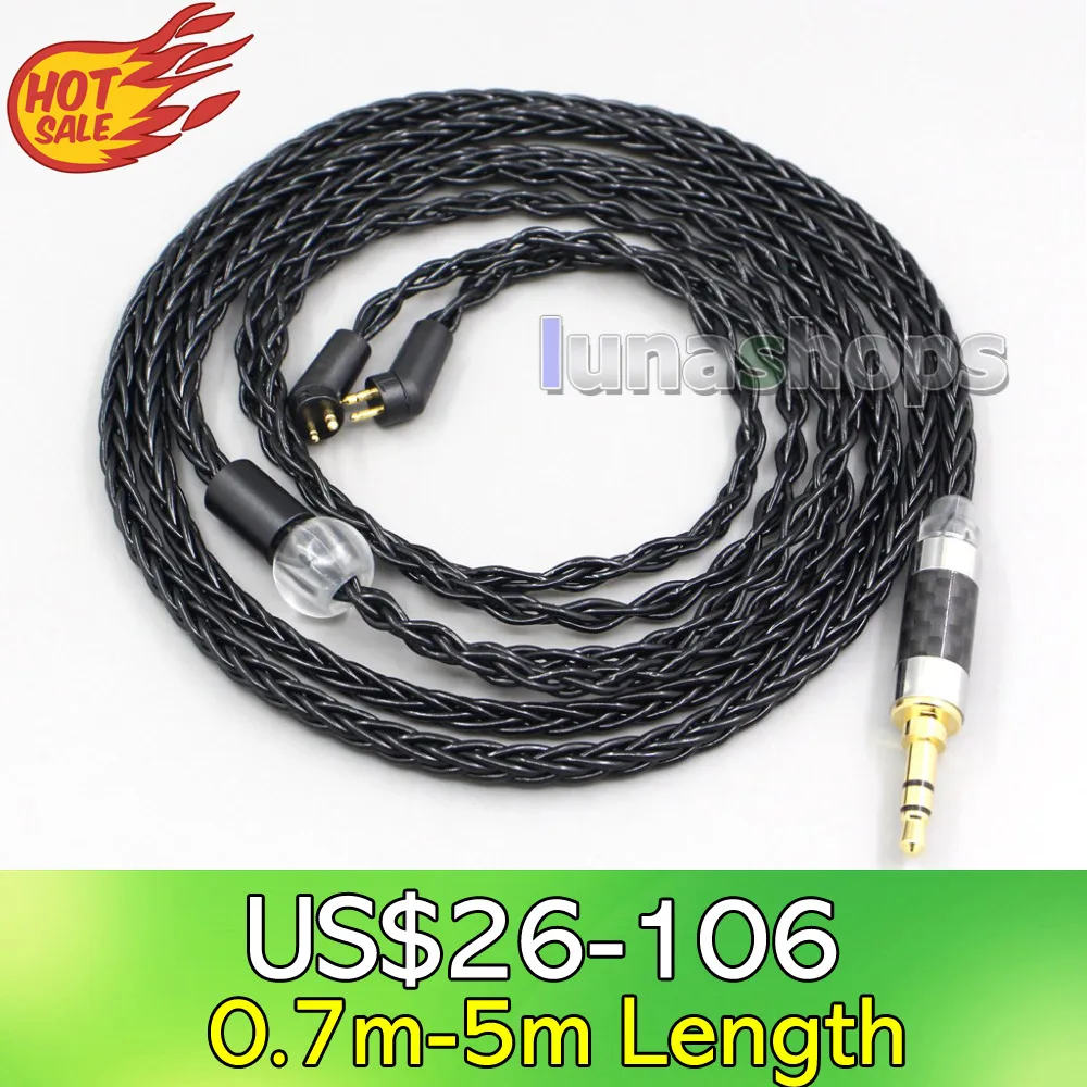 

LN006578 2.5mm 4.4mm XLR 8 Core Silver Plated Black Earphone Cable For Etymotic ER4B ER4PT ER4S ER6I ER4 2pin