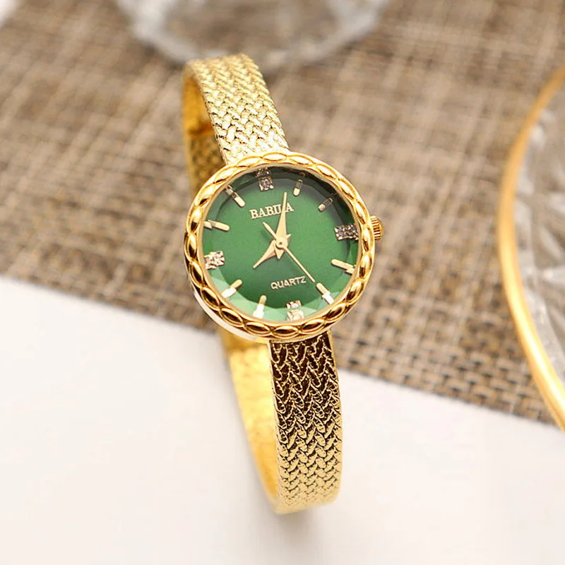 INS Small Gold Watch  Fashion Ladies Watch Retro British Style Japanese Movement Wheat Ear Edge Watch