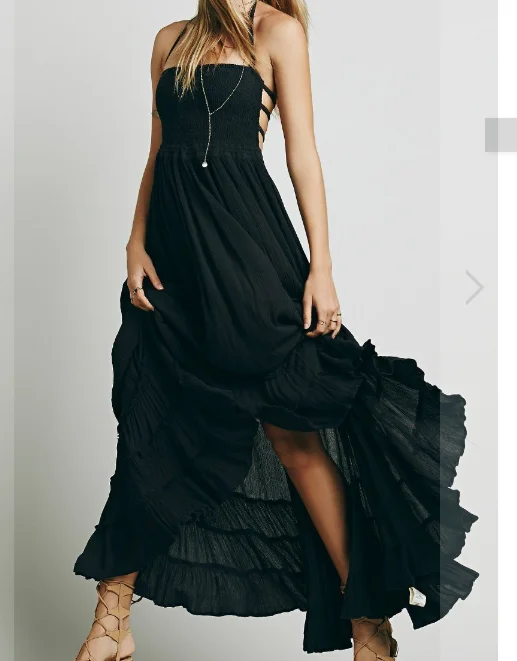 Vestido largo sin tirantes con espalda descubierta para mujer, ropa informal holgada de estilo europeo y americano, Sexy, sin mangas