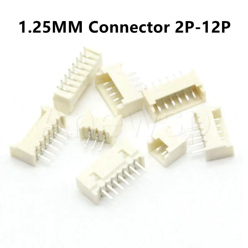 20PCS MICRO JST 1.25MM Pitch 2P/3P/4P/5P/6P/7P/8P/9P/10P/11P/12P Straight Needle Seat Socket Type Connector