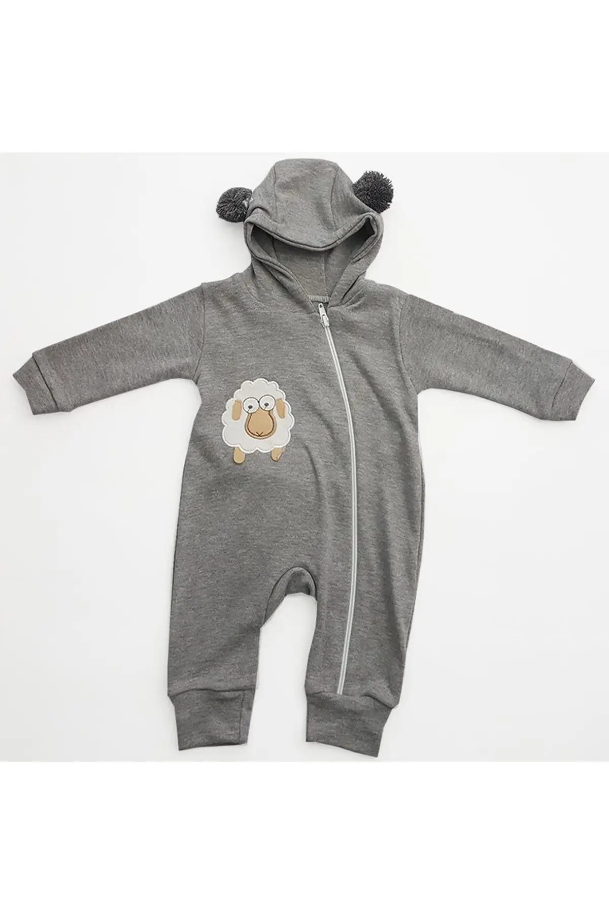 Kuzulu Gray Pompom Baby Jumpsuit