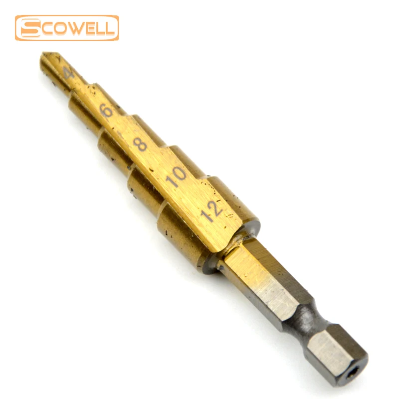 30% OFF HSS Straight Groove 4/8/14 Step Drill Bit Set Titanium Coated Wood Metal Hole Cutter Core Drill Bit Set