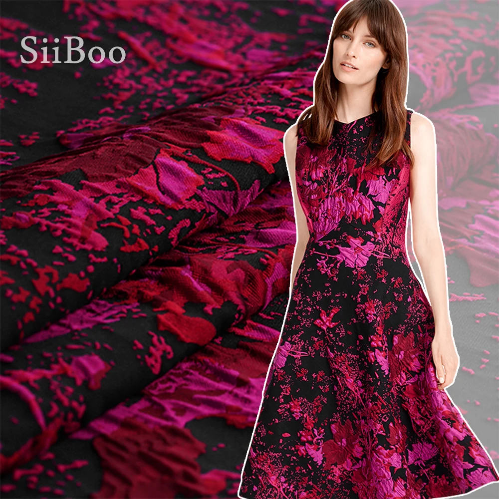 

Italy modern abstract floral printed style 3D brocade jacquard fabric apparel for women spring coat dress tissus telas SP5990