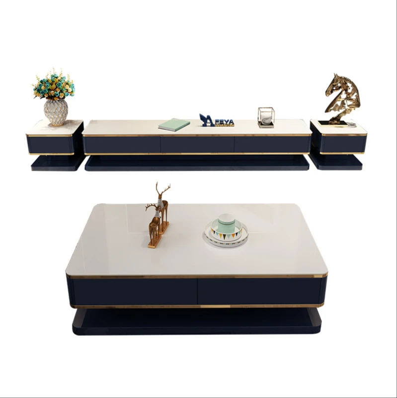 

Light luxury TV cabinet tea table combination after the modern living room set household small family type coffee table