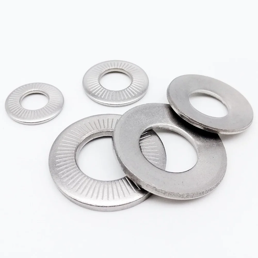 2/50 M3 M4 M5 M6 M8 M10 M12 M16 NFE25-511 A2 304 Edelstahl Scheibenfeder gezahnte Sicherungsscheibe konische gerändelte elastische Dichtung – Detail 3