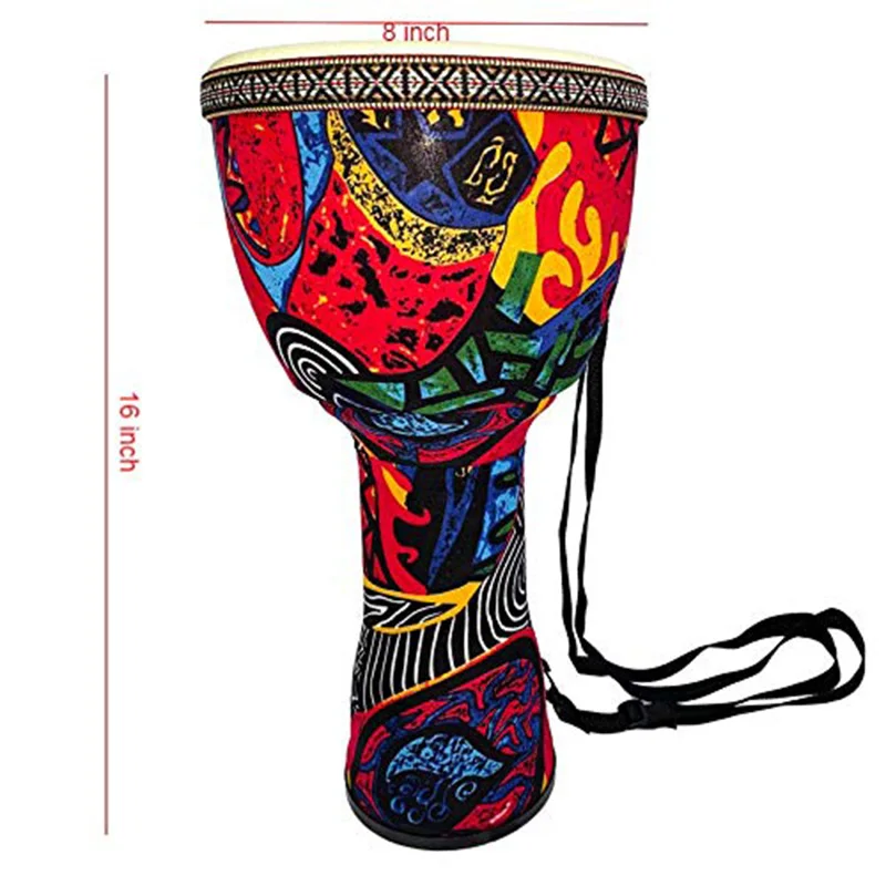 Djembe drummer drum, sheepskin fabric light weight drum, 8 inches large, a rope-tuned goblet with lid