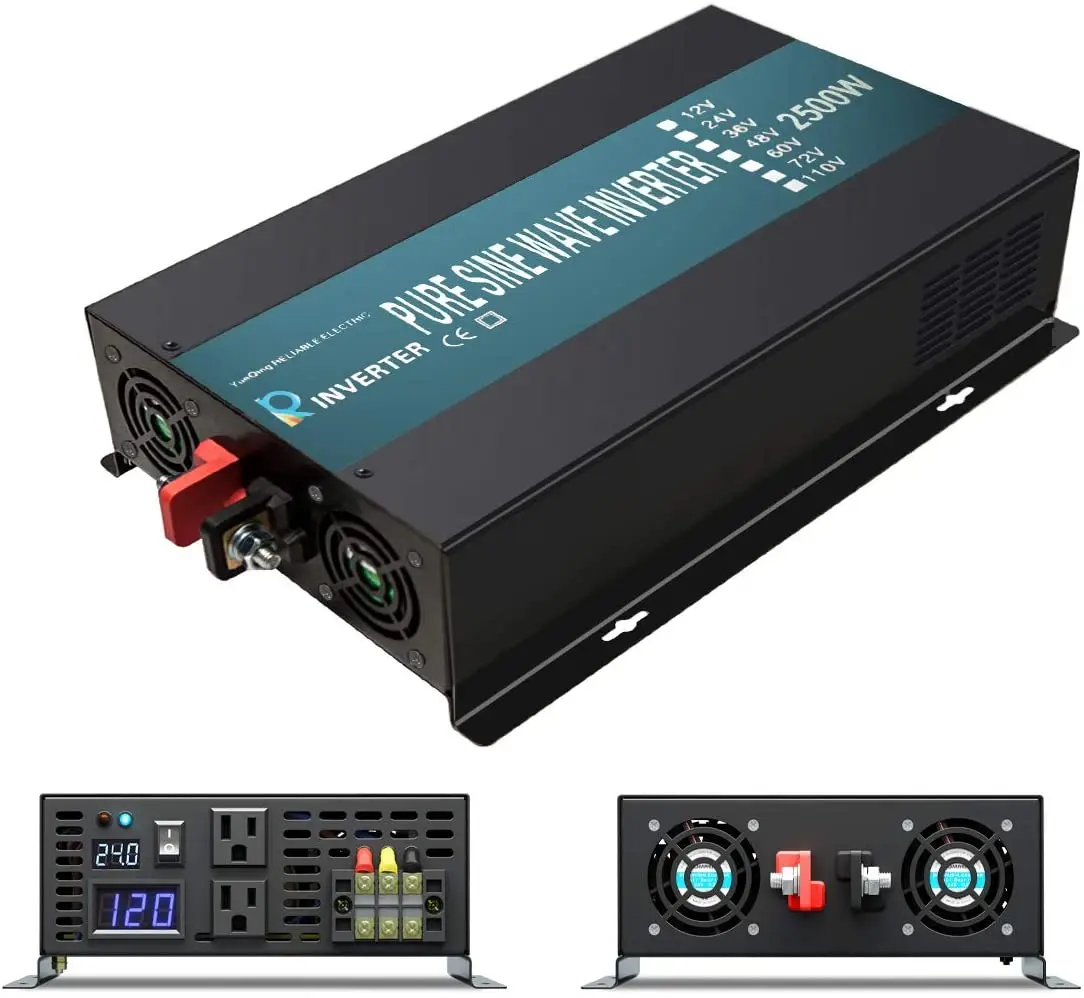 2500W Pure Sine Wave Inverter 12V 220V Solar Panel Power Supply Inverter Converter 24V/36V/48V/60V/110V DC to 120V/230V/240V AC