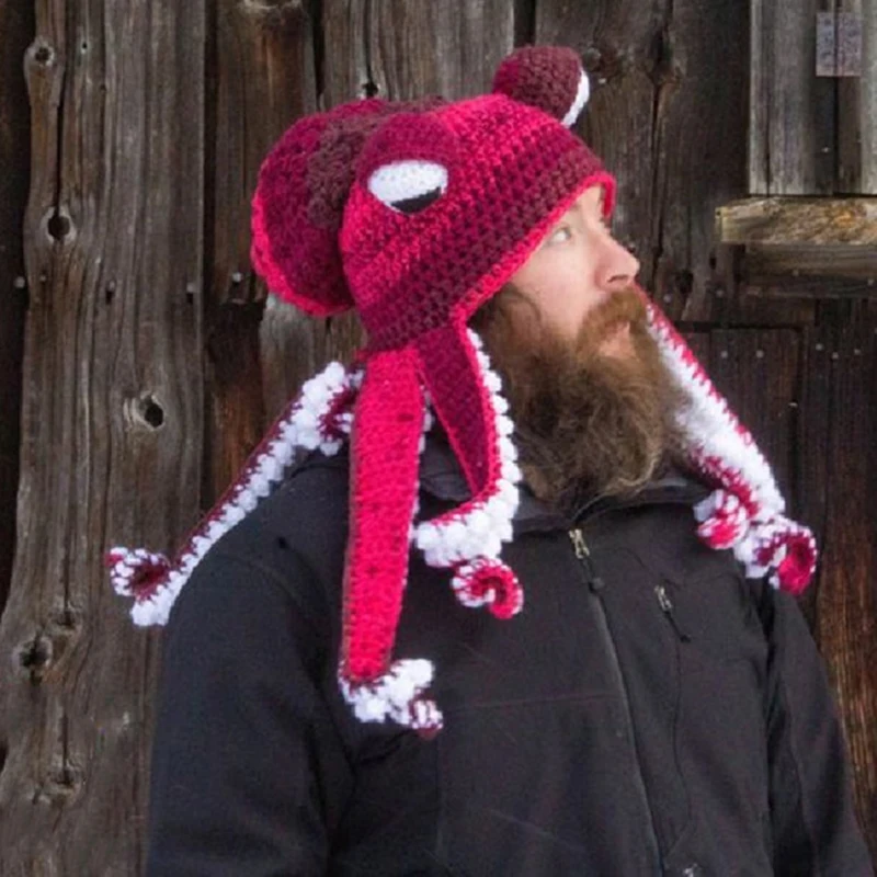 Octopus Adult Tentacle Hat Hand-woven Knitted Octopus Hat Christmas Halloween Costume Cosplay LL@17