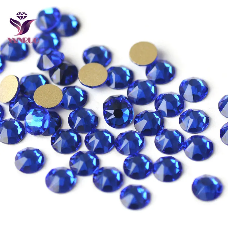 YANRUO 2088NOHF Flatback Sapphire Strass Stones Rhinestones Blue Glass Crystal All for Needlework AAAAA Bright for Clothes