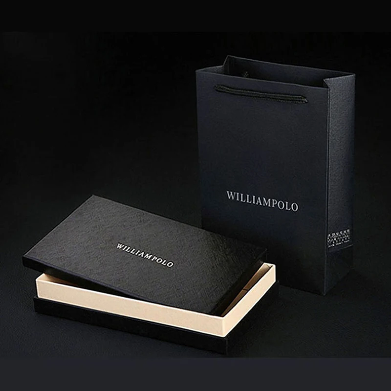 WIcomparaisons AMPOLO-Portefeuille en cuir de vache véritable pour homme, design long, coin en métal, téléphone, luxe, noir, mode, #129